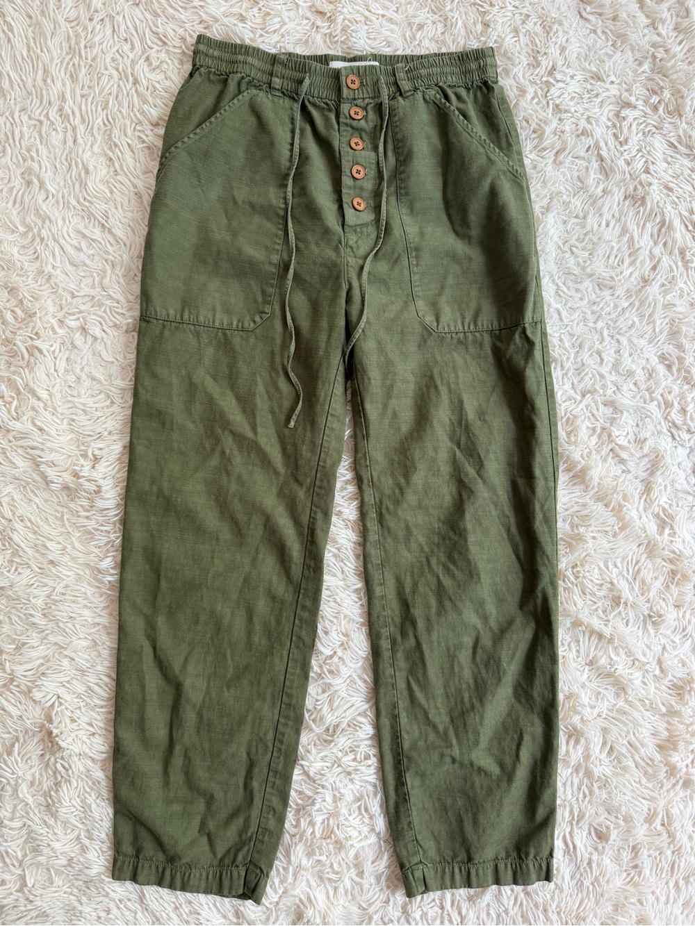 Alex Mill Olive Green Tencel Cotton Utility Pants Women’s S Drawstring Casual